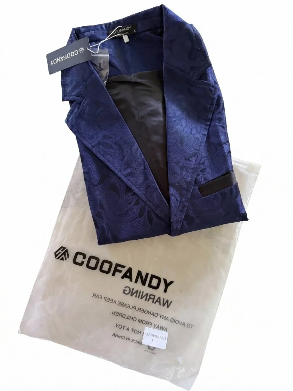 COOFANDY Men's Paisley Tuxedo Formal Vest Slim Fit V-Neck Size S - Navy Blue NWT